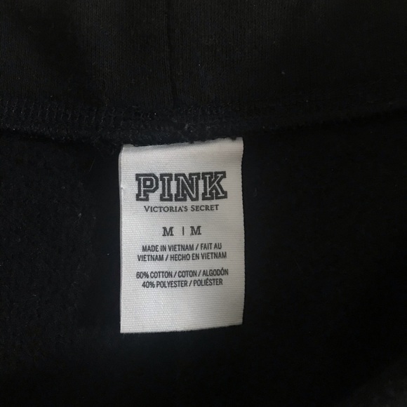 Black PINK fleece lined short shorts w/ drawstring - Picture 4 of 4